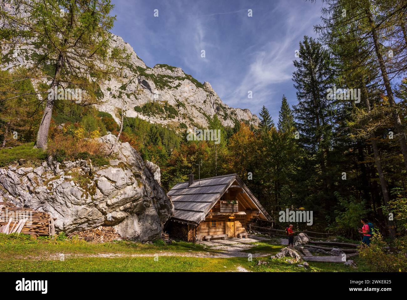 Frischaufov dom na Okre¨lju Reguge, julische alpen, Slowenien, Mitteleuropa,. Stockfoto