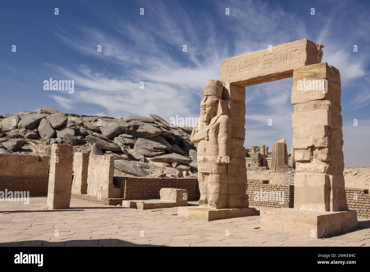 Der Tempel von Gerf Hussein auf der Insel Neu Kalabsha in der Nähe von Assuan, Ägypten Stockfoto