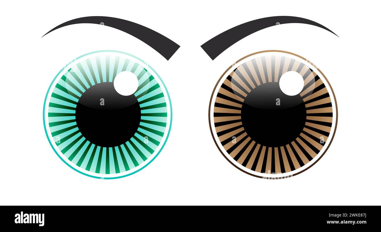 Zwei Augen, eines grün und das andere braun. Vektorabbildung Stock Vektor