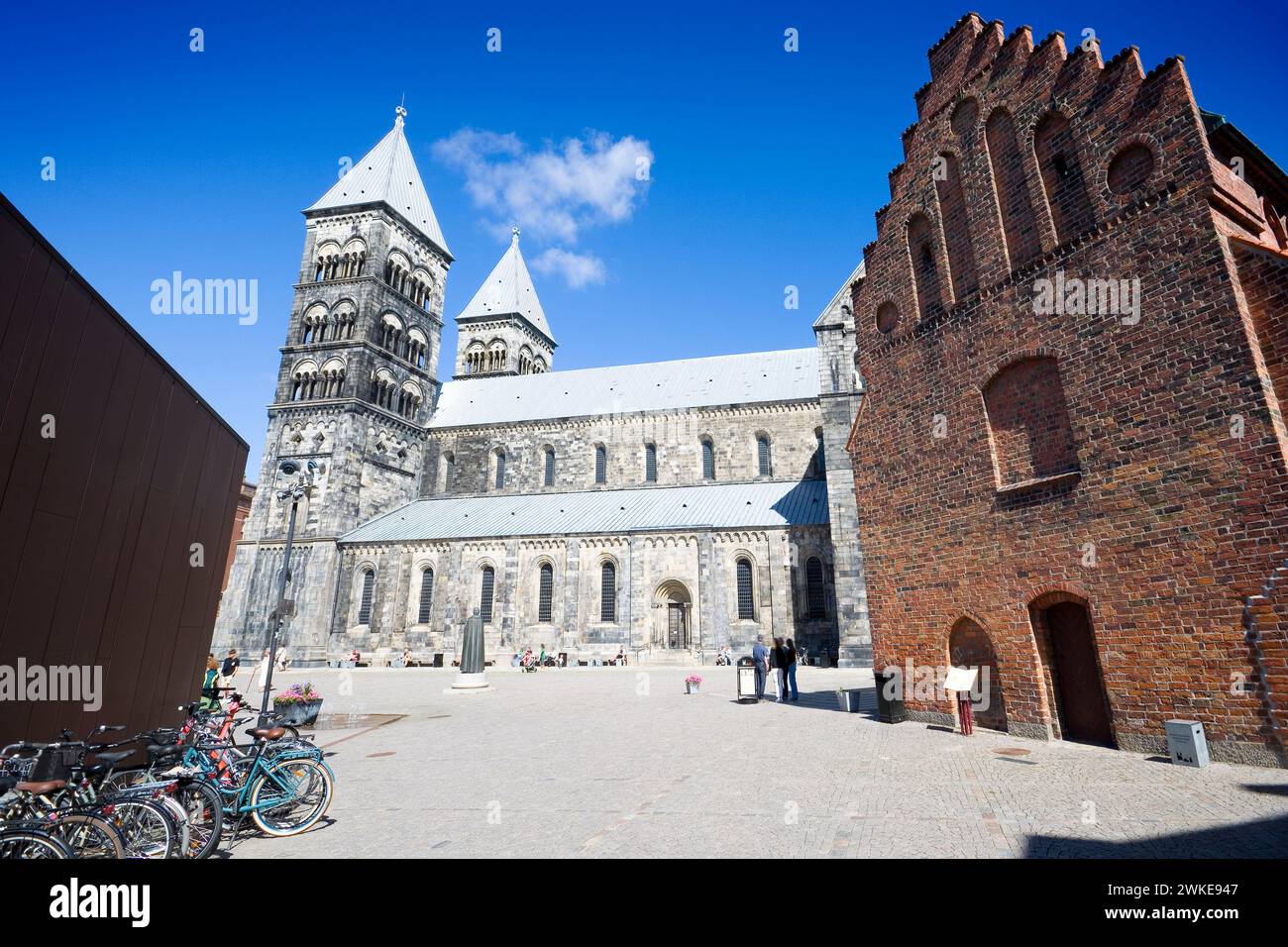 Kathedrale St. Lawrence Lund im romanischen Stil, Schweden Stockfoto