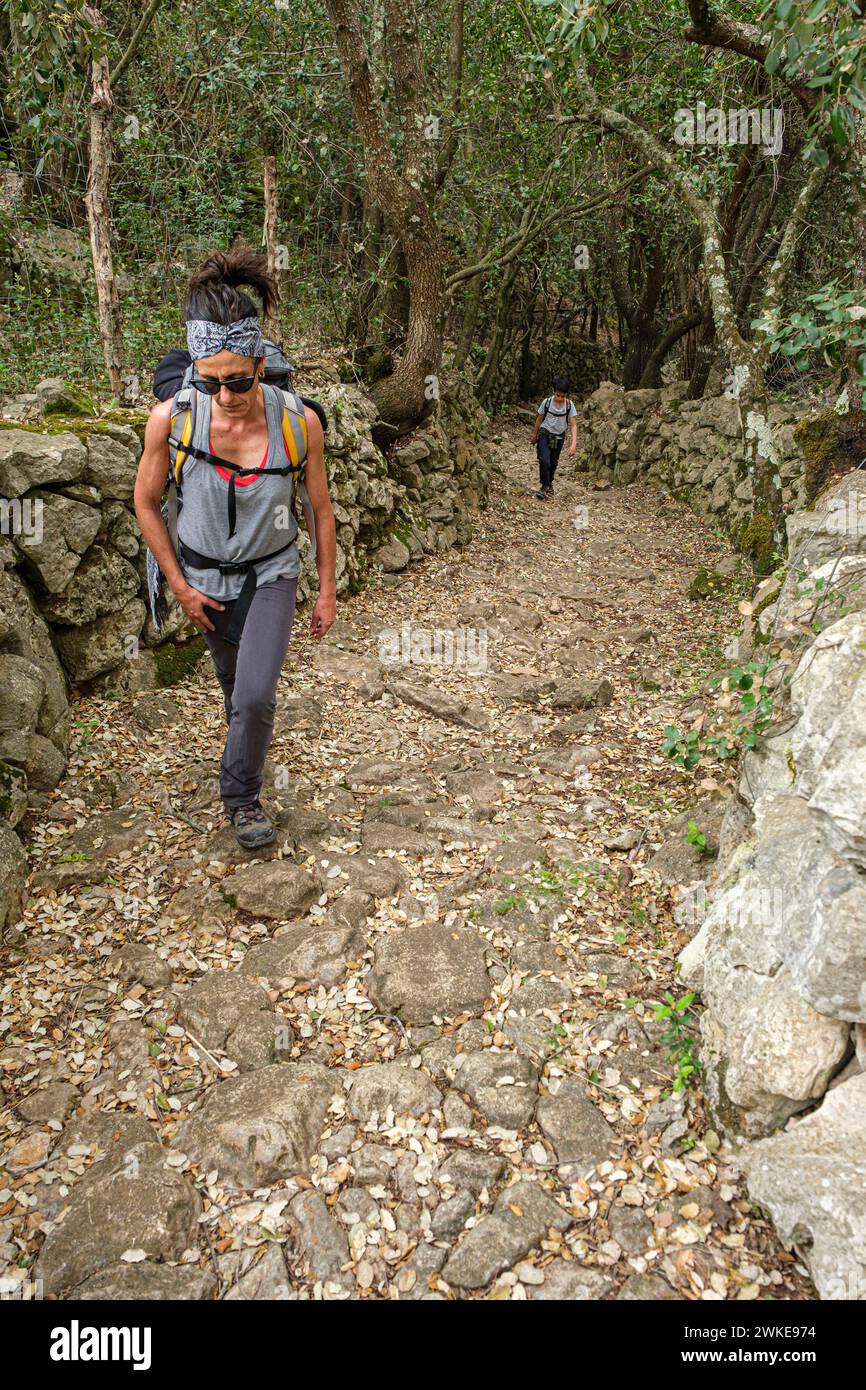 cami de sa Capelleta, Fornalutx, Mallorca, Balearen, Spanien. Stockfoto