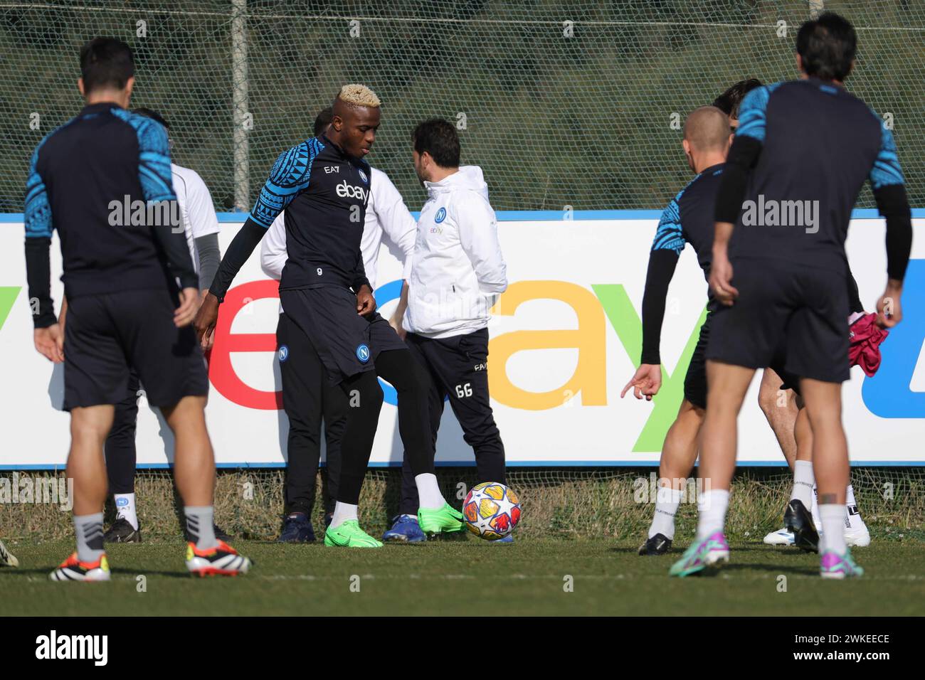 20 febbraio 2024 Castelvolturno, Italia - SSC Napoli Konami Training Center - UEFA Champion League allenamento Napoli Nella Foto: Victor Osimhen (SSC Neapel); Februar 2024 Castelvolturno, Italien - SSC Napoli Konami Training Center - UEFA Champion League Neapel Training im Bild: Victor Osimhen (SSC Neapel); Stockfoto