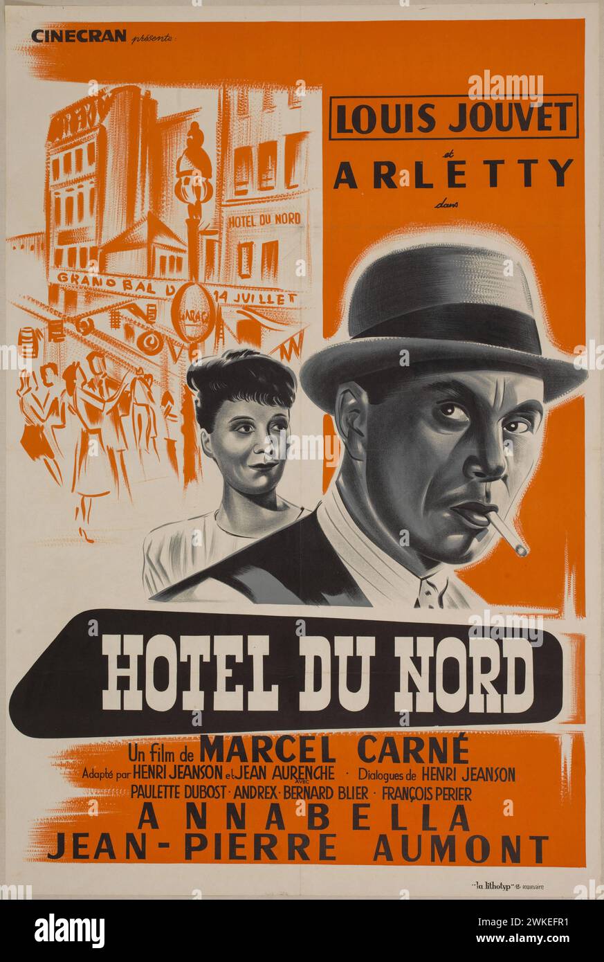 Filmplakat „Hôtel du Nord“ von Marcel Carné. Museum: PRIVATE SAMMLUNG. Autor: ANONYM. Stockfoto