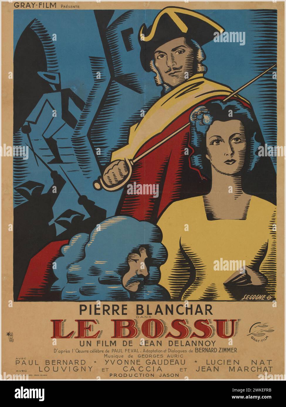 Filmplakat „Le Bossu“ von Jean Delannoy. Museum: PRIVATE SAMMLUNG. Autor: Pierre Segogne. Stockfoto
