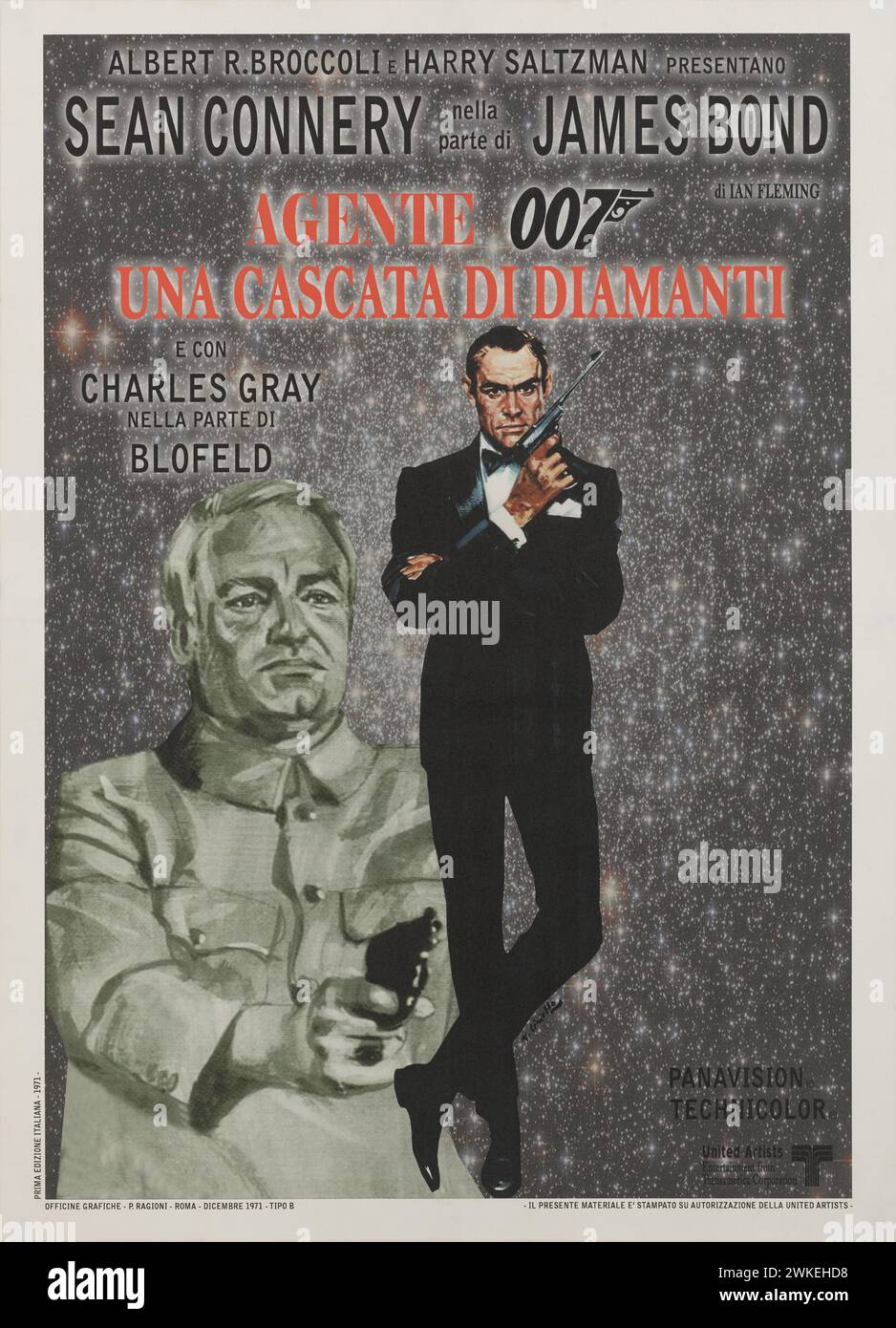 Filmplakat 'Agente 007 - Una Cascata di Diamanti (Diamonds are Forever)'. Museum: © United Artists. Autor: Averardo Ciriello. Stockfoto