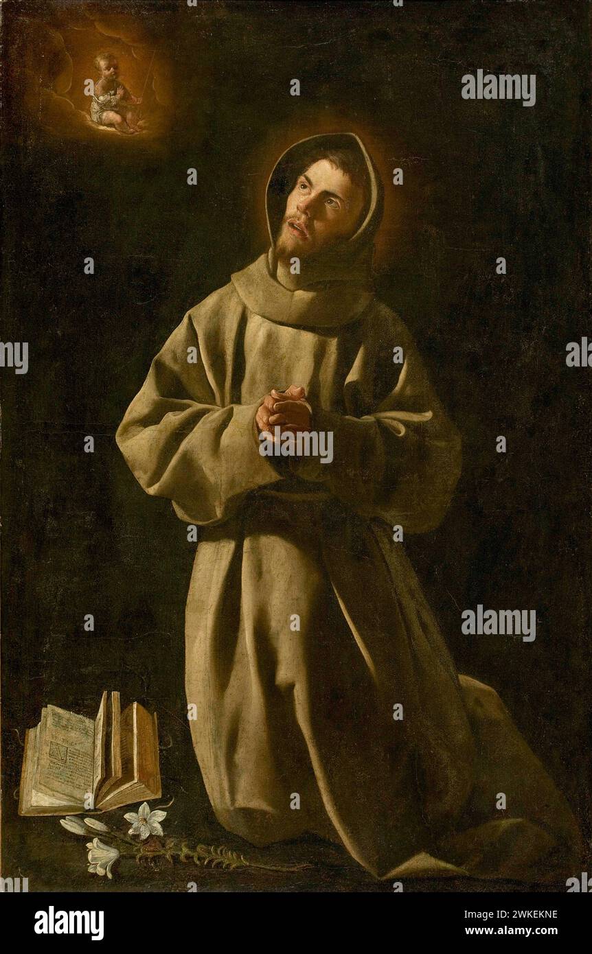Die Erscheinung des Jesuskindes für den Heiligen Antonius von Padua. Museum: Museu de Arte de São Paulo. AUTOR: FRANCISCO DE ZURBARÁN. Stockfoto