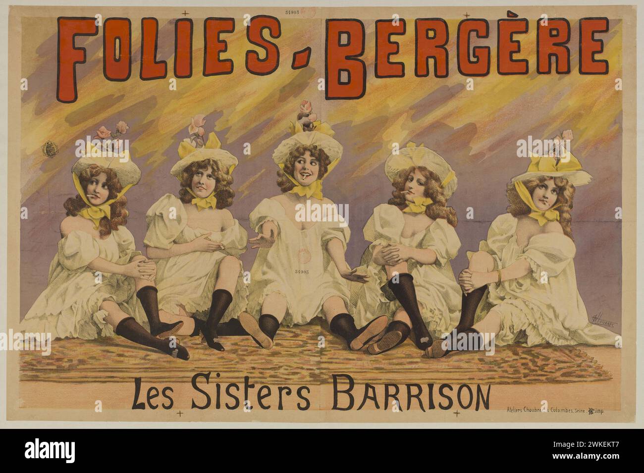 Folies Bergère. Les Sisters Barrison. Museum: PRIVATE SAMMLUNG. Autor: Alfred Choubrac. Stockfoto