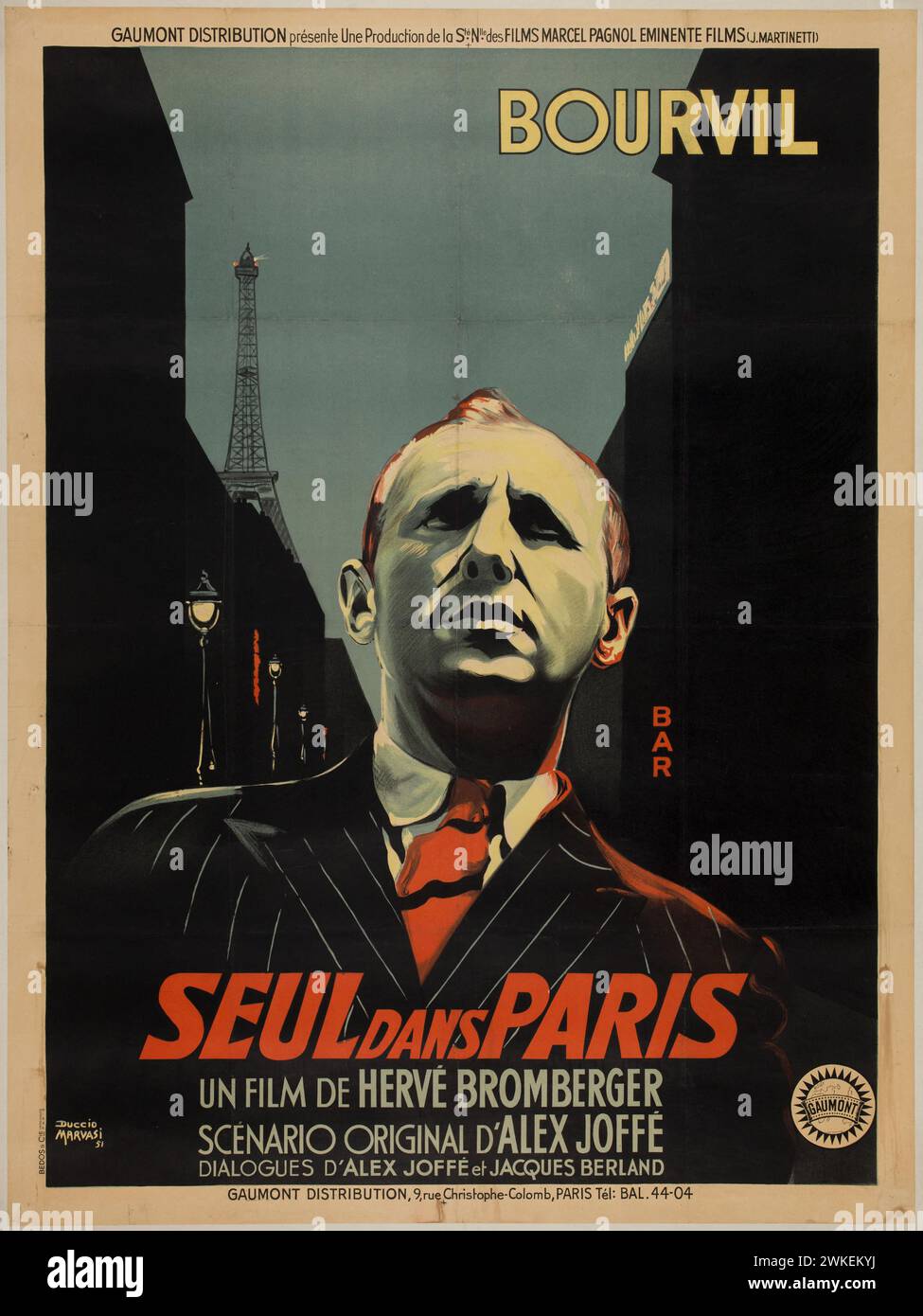 Filmplakat „allein in Paris (Seul dans Paris)“ von Hervé Bromberger. Museum: PRIVATE SAMMLUNG. Autor: Duccio Marvasi. Stockfoto