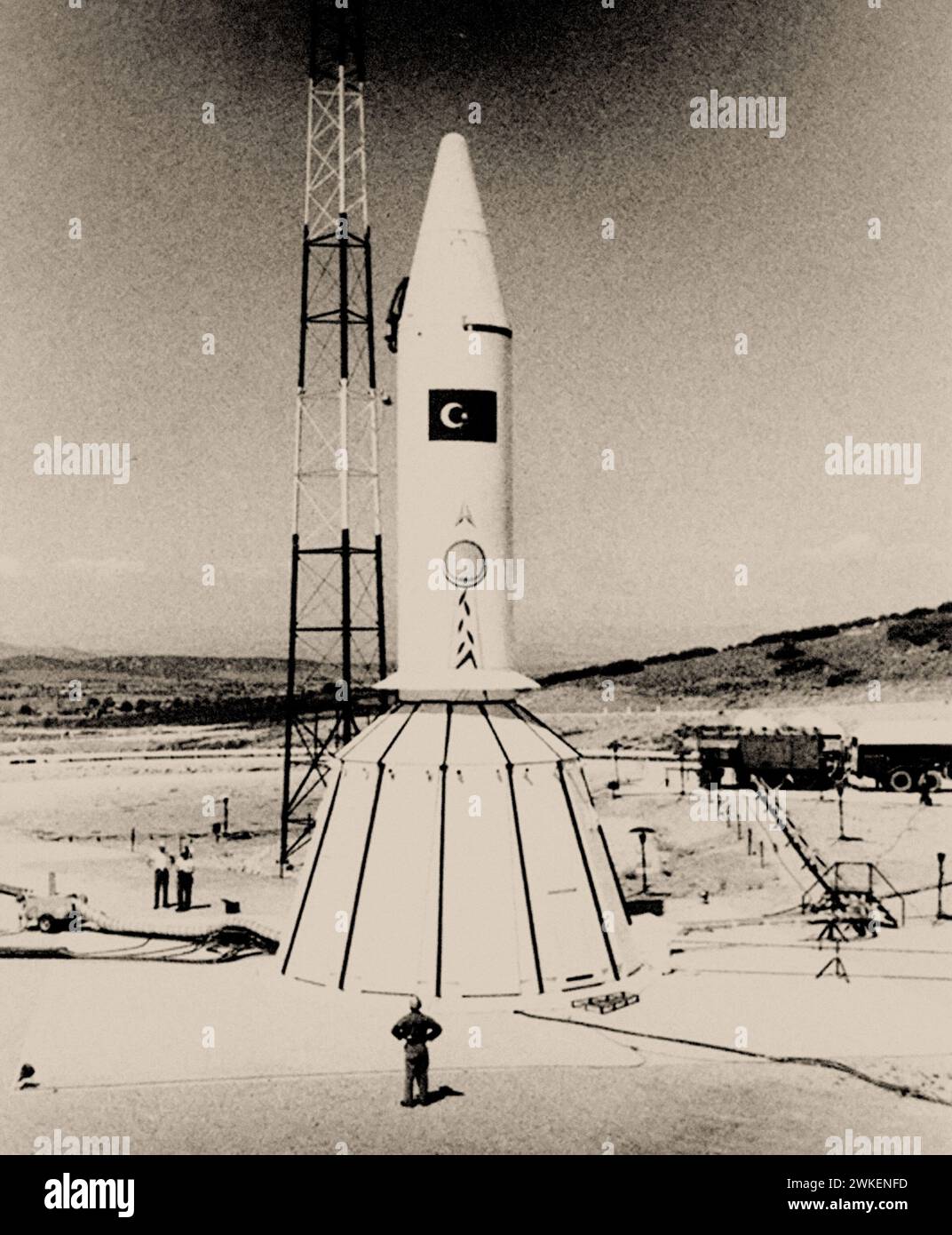 Die Jupiter Mittelstreckenraketen auf dem Luftwaffenstützpunkt Cigli in der Türkei. Museum: Privatsammlung. Autor: Unbekannter Fotograf. Stockfoto