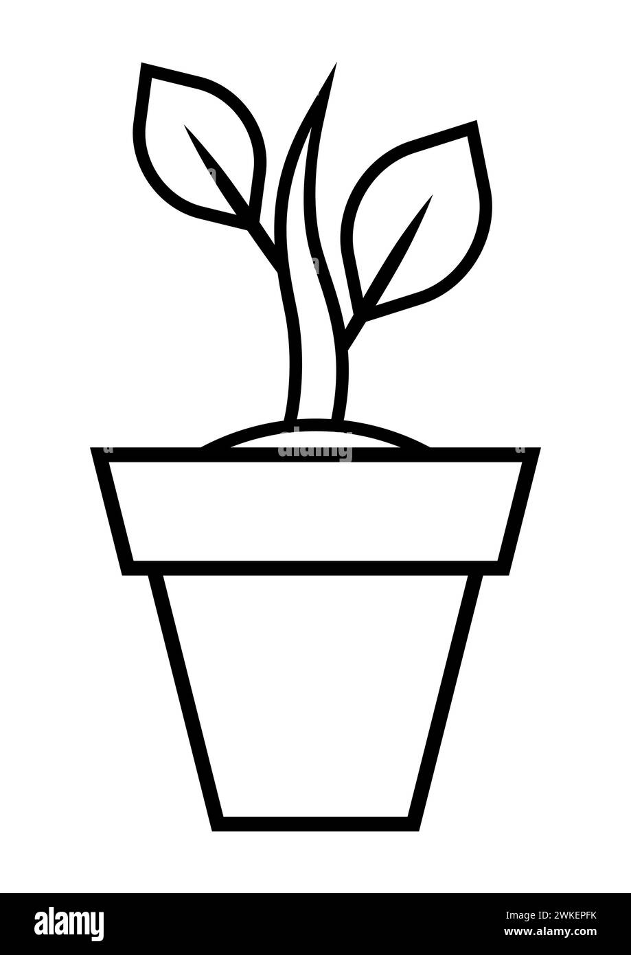 Sprossen mit Blättern im Topf. Illustration zur Landwirtschaft, zum Anbau und zum Pflanzen. Stock Vektor