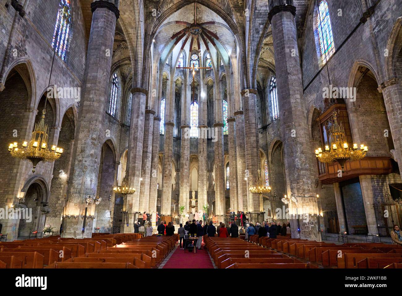 Basílica de Santa Maria del Mar, El Born, Barcelona, Katalonien, Spanien. Stockfoto
