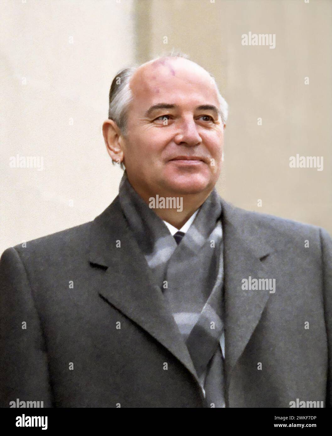 Michail Gorbatschow. Porträt des ehemaligen Präsidenten der Sowjetunion, Michail Sergejewitsch Gorbatschow (1931–2022) im Jahr 1985 Stockfoto