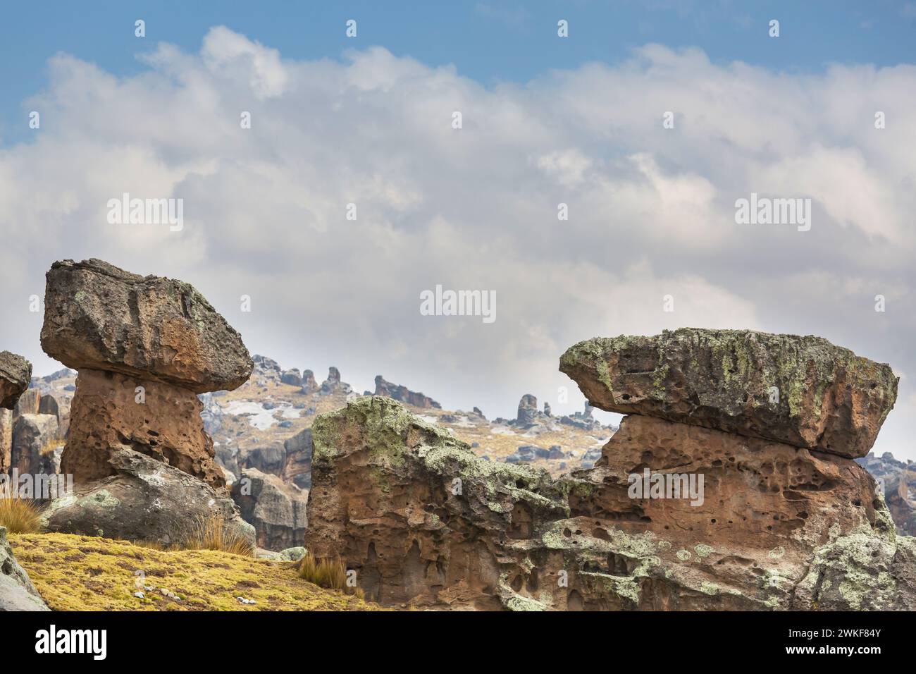 Natursteinwald in Peru: Huallay in Pasco. Stockfoto