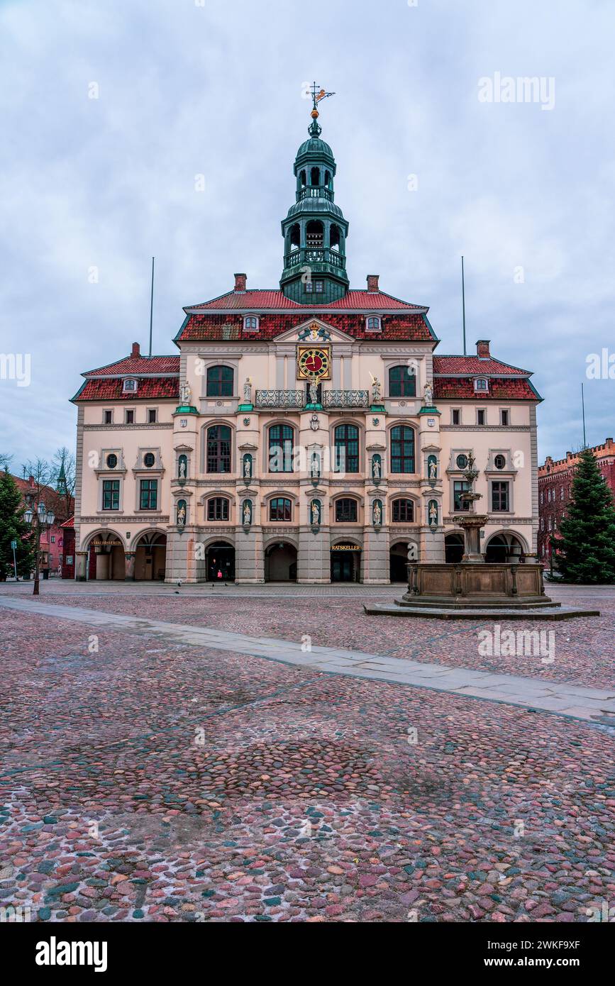 Blick auf das Lüneburger Rathaus in Deutschland. Stockfoto