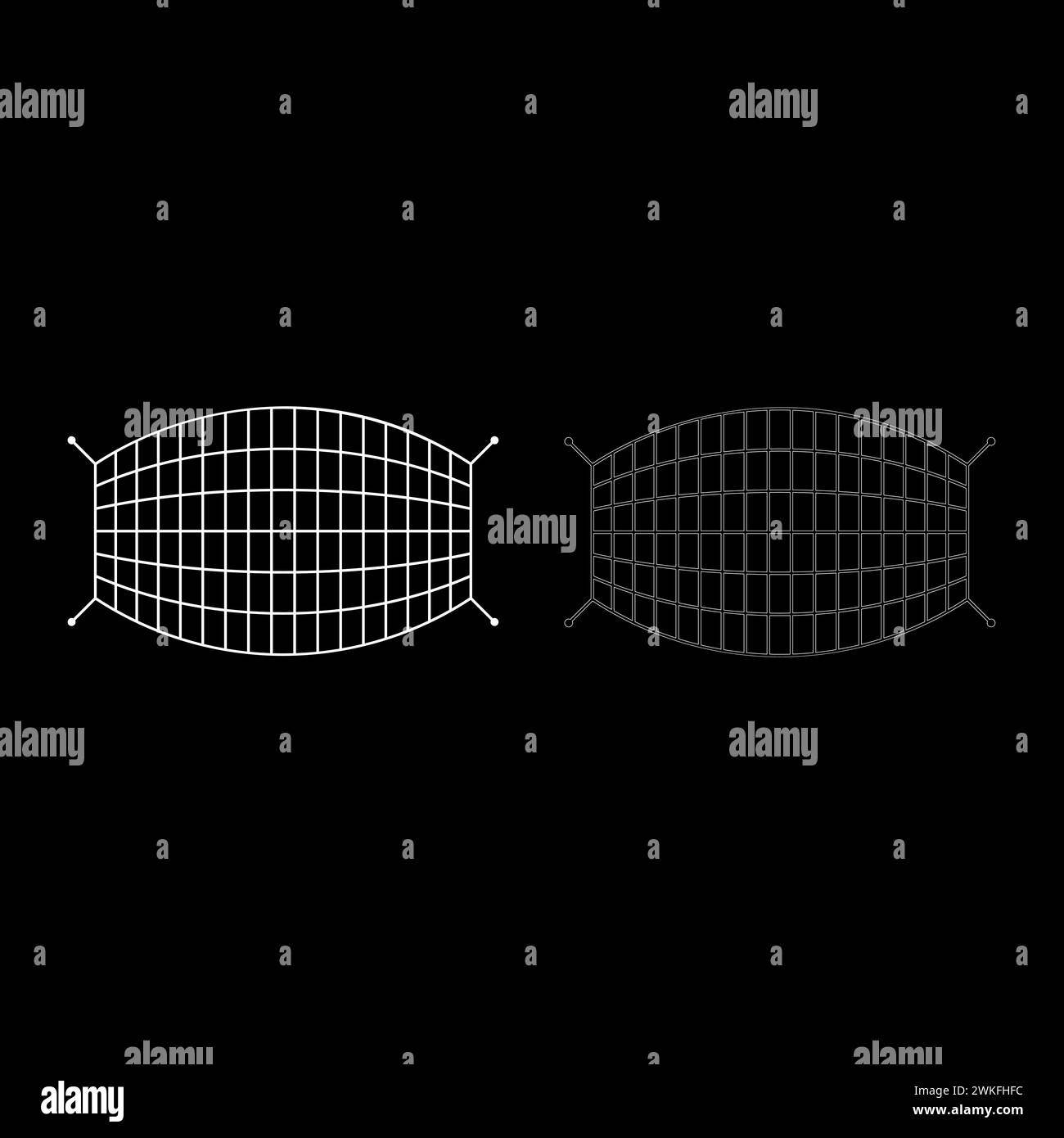 Netzseil Netz Set Symbol weiß Farbe Vektor Illustration Bild einfache Vollfüllung Kontur Linie dünne flache Art Stock Vektor
