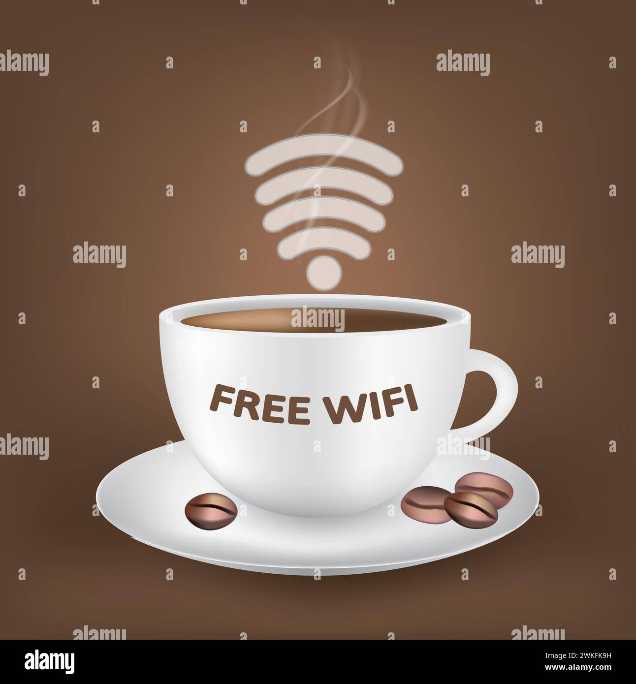 Kostenloser wi-fi-Kaffeetasse. Vektor Stock Vektor