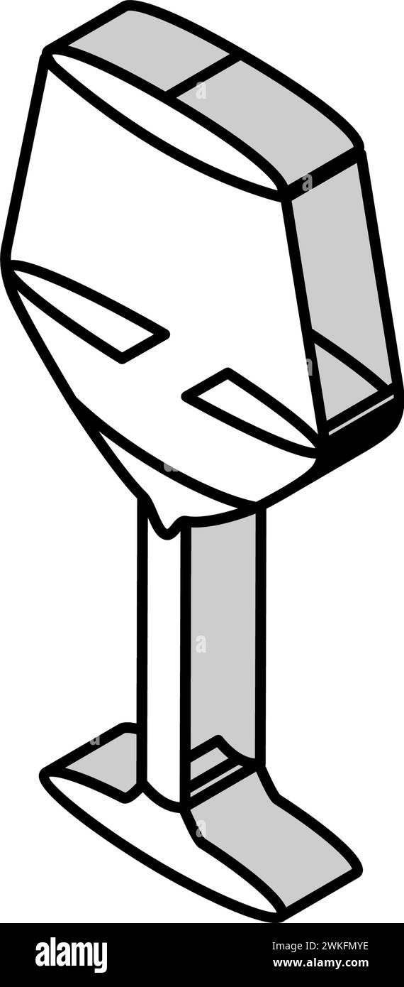 Abbildung des isometrischen Symbolvektors aus transparentem Weinglas Stock Vektor