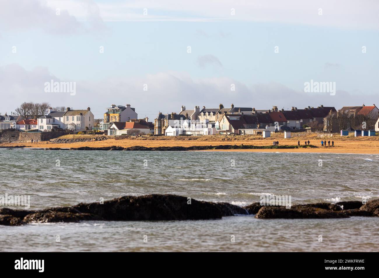 Häuser am Meer in Elie Schottland Stockfoto