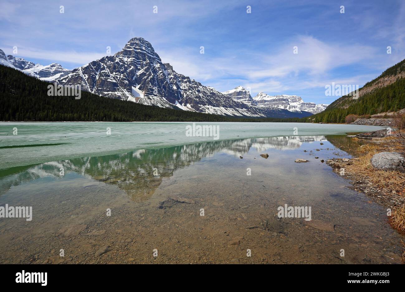 Mount Chephren am Waterfowl Lake, Kanada Stockfoto