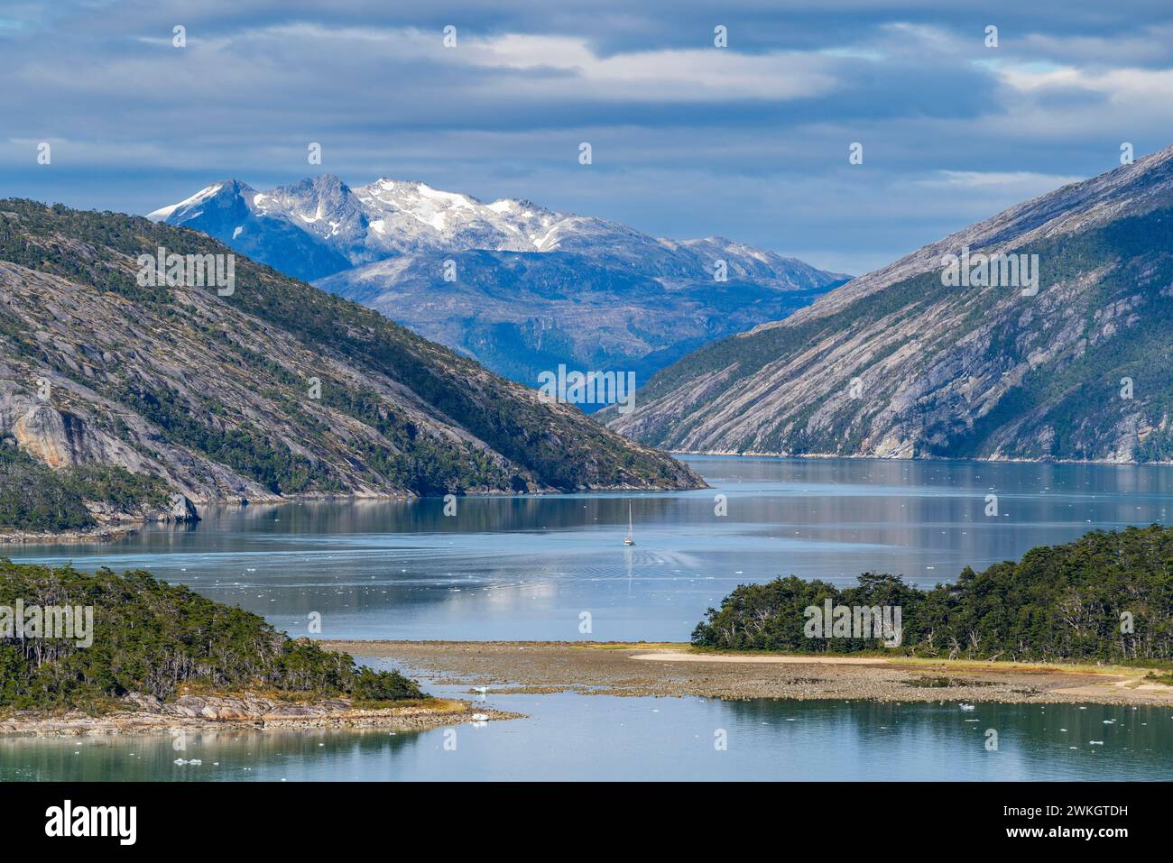 Berge in Pia Bay, Alberto de Agostini Nationalpark, Avenue of Glaciers, chilenische Arktis, Patagonien, Chile Stockfoto