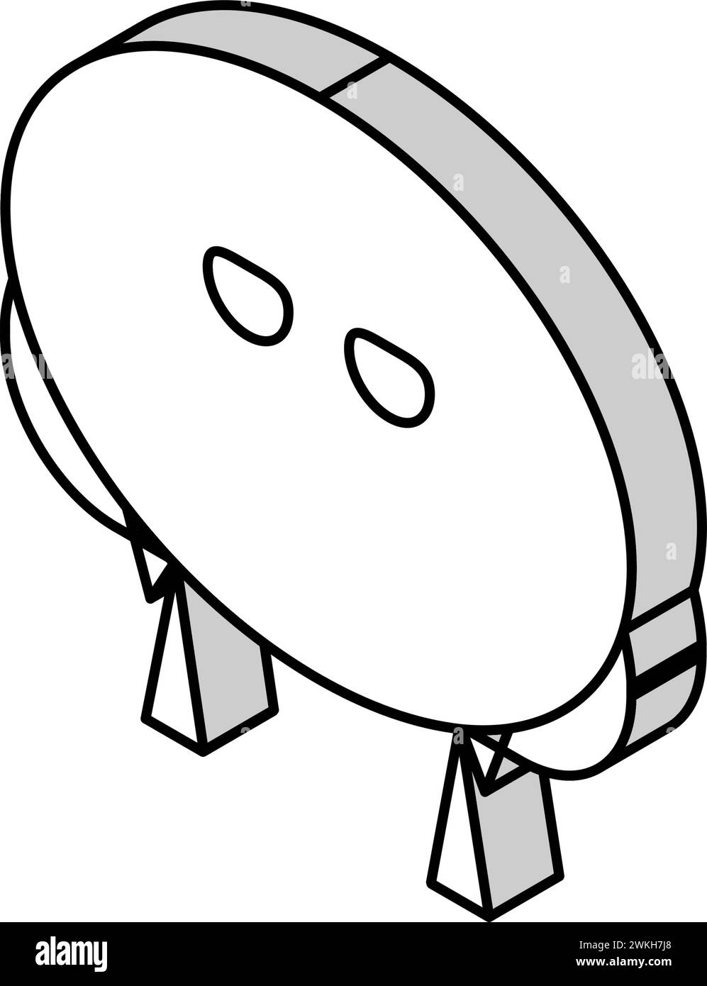 Darstellung des isometrischen Symbolvektors der ovalen geometrischen Form mit Zeichen Stock Vektor