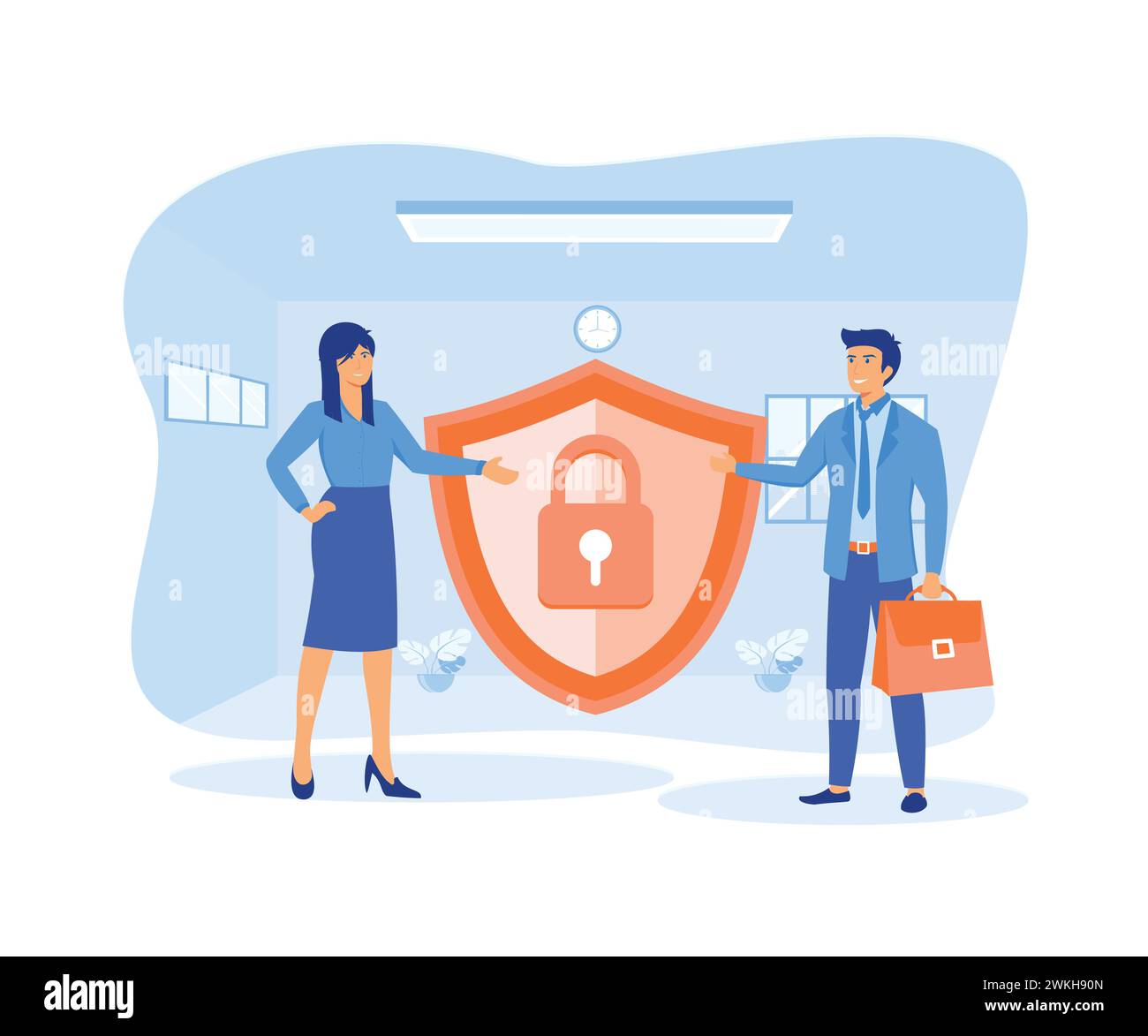 Die Europäische Kommission stärkt und vereinheitlicht den Schutz personenbezogener Daten. Kontrolle über ihre persönlichen Datenvektoren. Moderne Illustration des flachen Vektors Stock Vektor