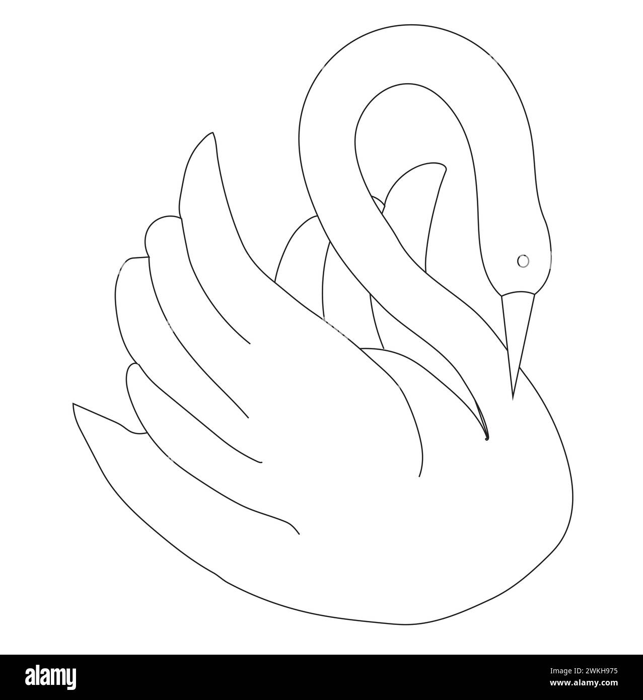 Schwan-Ikone im Doodle-Stil. Vektorillustration isoliert auf weißem Hintergrund. Stock Vektor