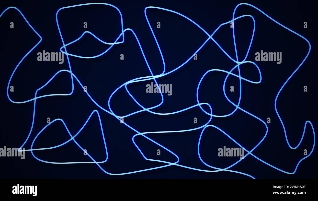 Abstrakte animierte, durchgehende einzelne Neonlinie Stockfoto