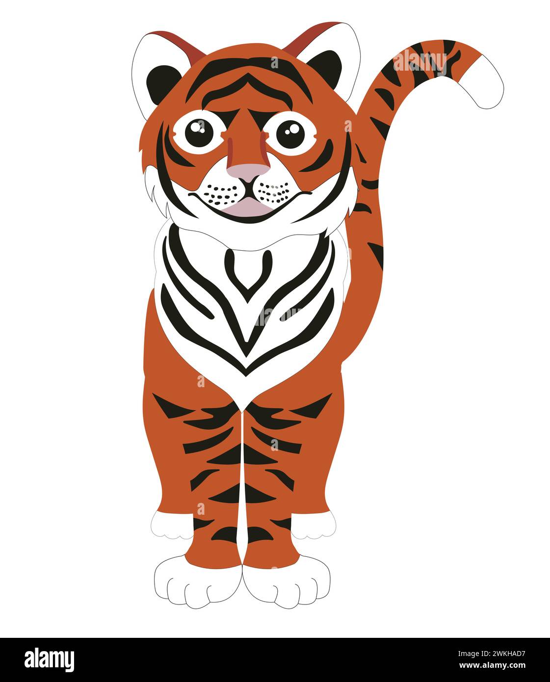 Chinesischer Tiger. Illustration des Vektormaterials auf weißem Hintergrund isoliert. Stock Vektor
