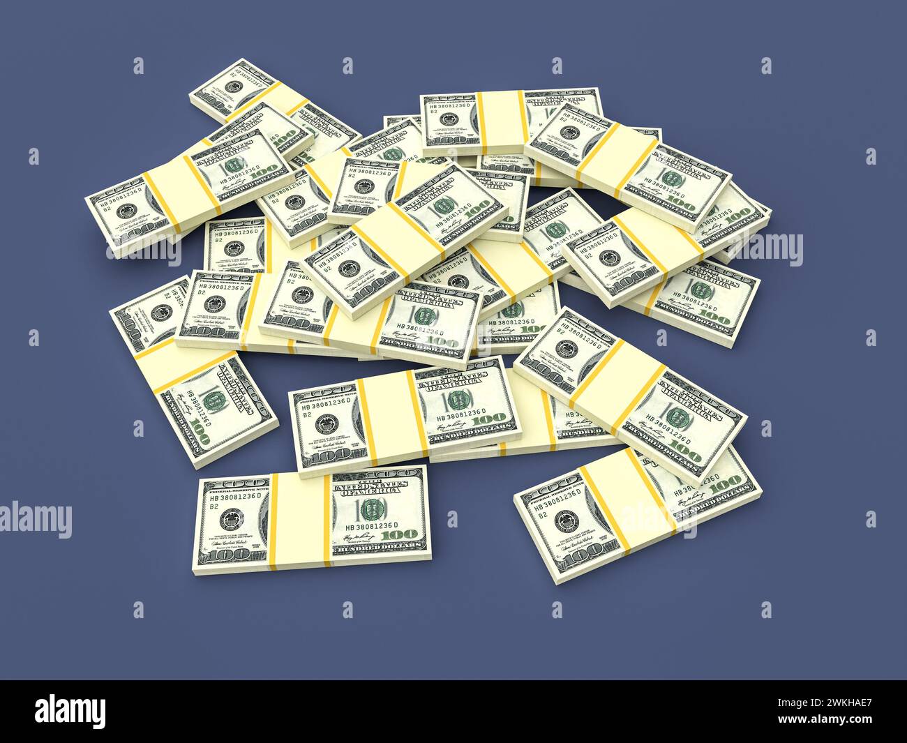 Geld stapelt sich von Dollar. Finanzierung und Geschäftskonzept in Dollar Stockfoto