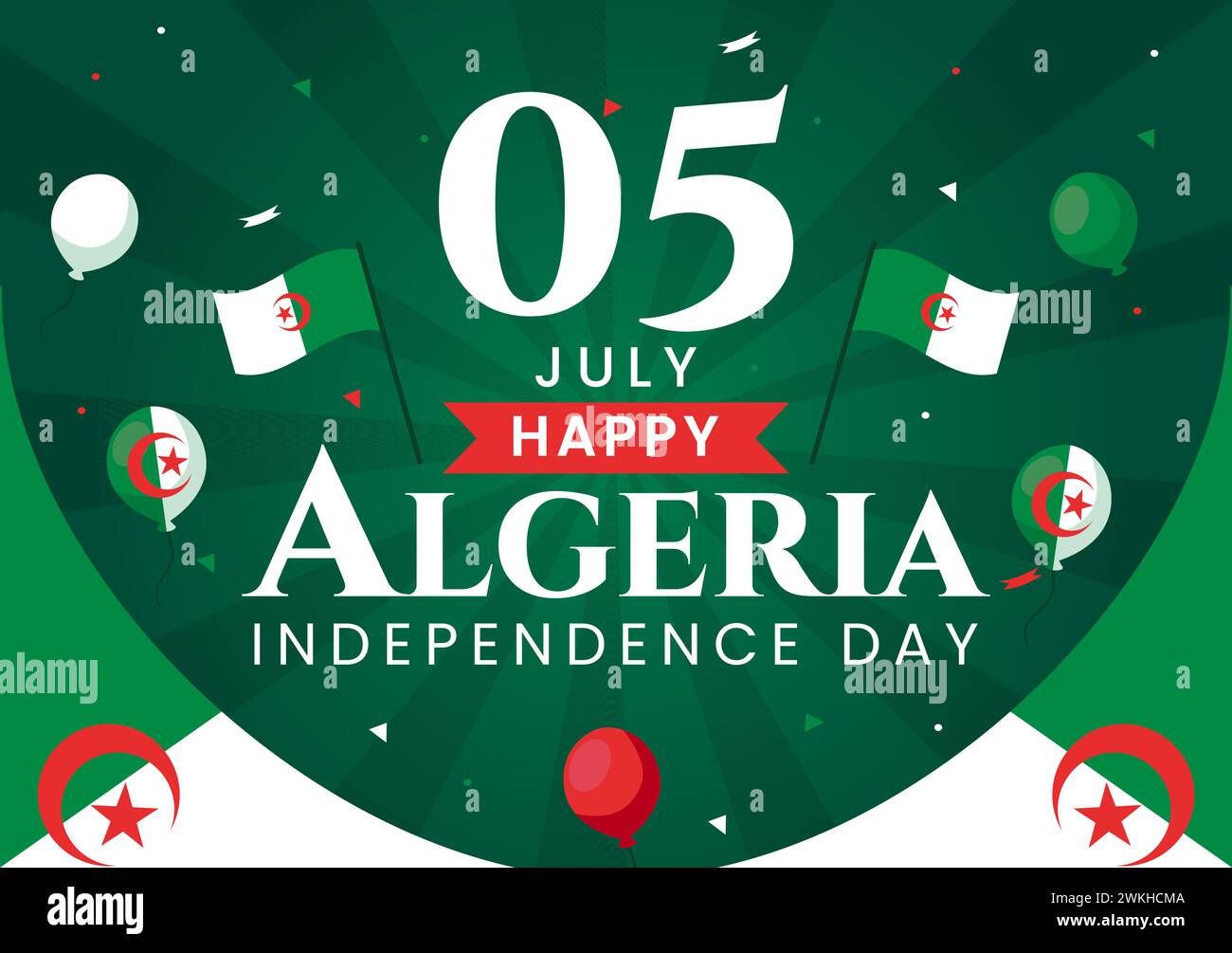 Glücklicher Algerien Unabhängigkeitstag Vektor-Illustration mit wehender Flagge und Karte im Nationalfeiertag Flat Cartoon Hintergrund Design Stock Vektor