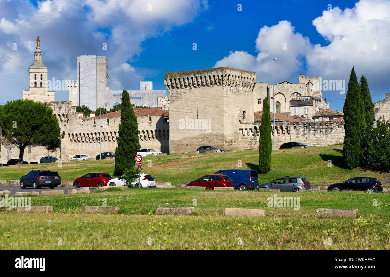 Palais des Papes, Muralla Medieval, Avignon, Vaucluse, Provence-Alpes-Côte d’Azur, Frankreich, Europa. Stockfoto