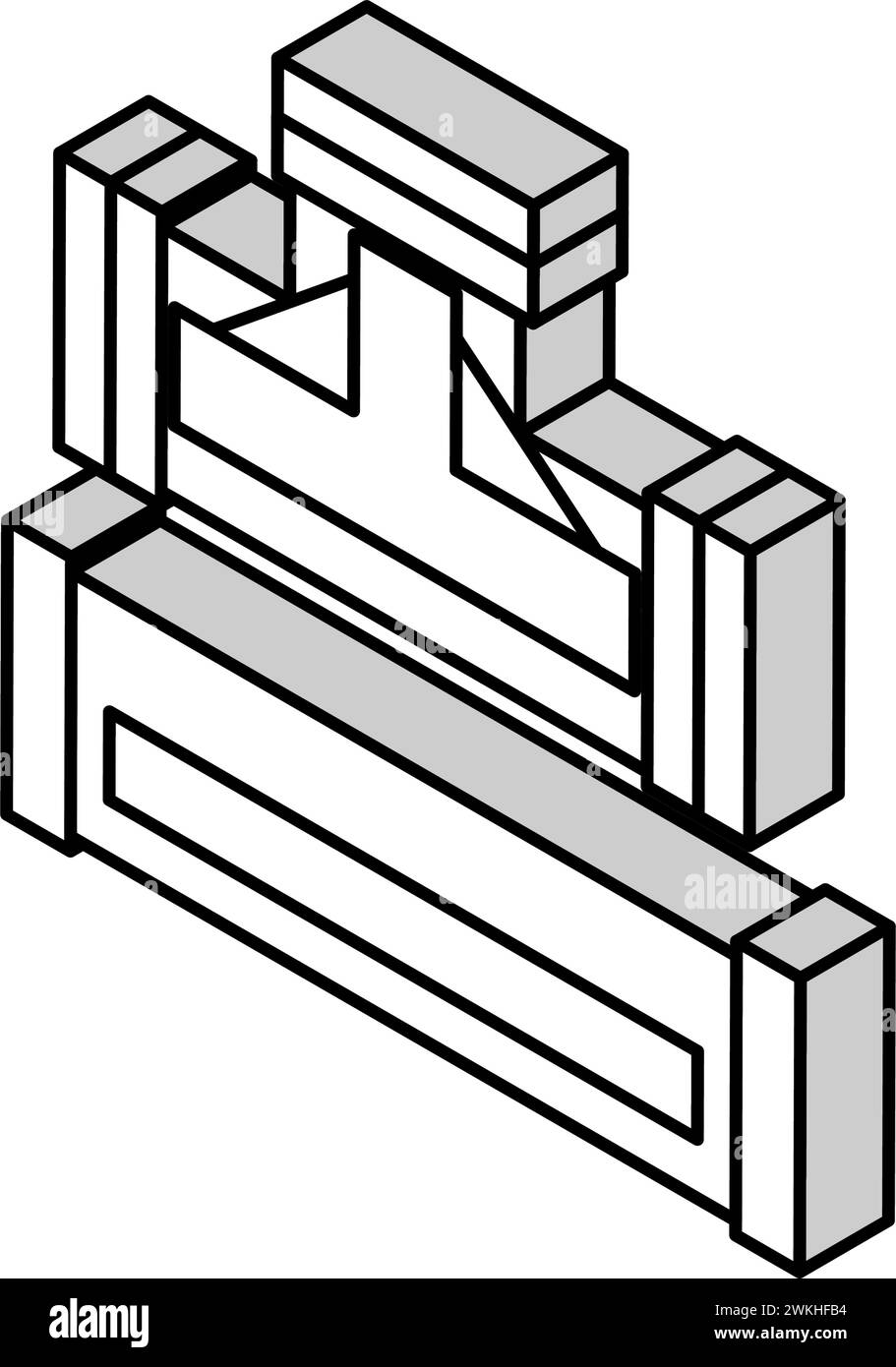 Isometrische Symbolvektordarstellung von Rohrkupfermetall Stock Vektor