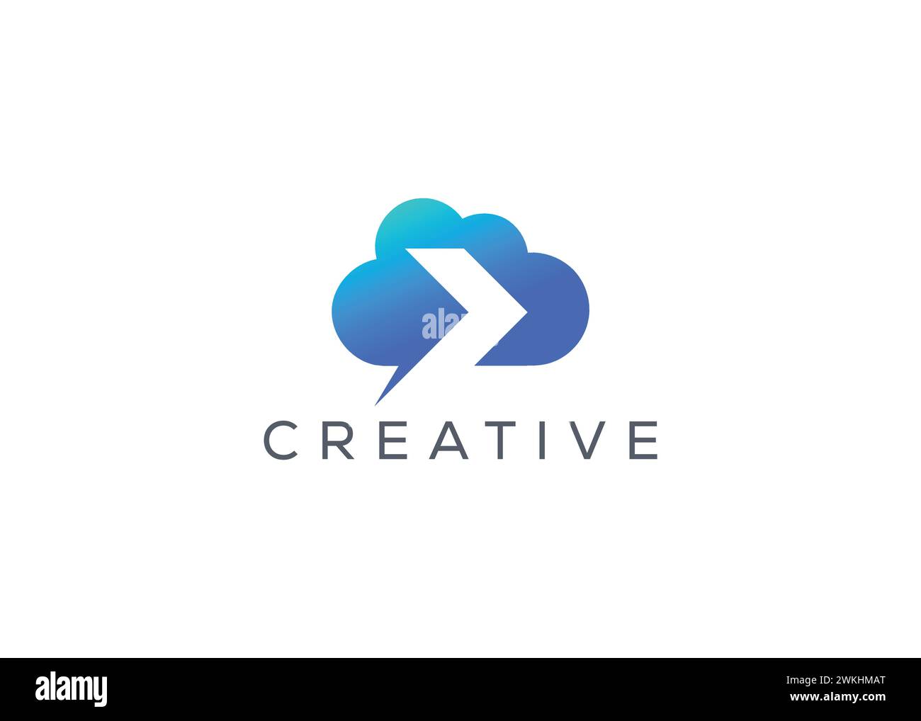 Kreative und minimale abstrakte Wolkenpfeil-Logo-Vektorvorlage. Abstrakte moderne Cloud mit Pfeil-Logo. Pfeil zum Hochladen der Wolke Stock Vektor