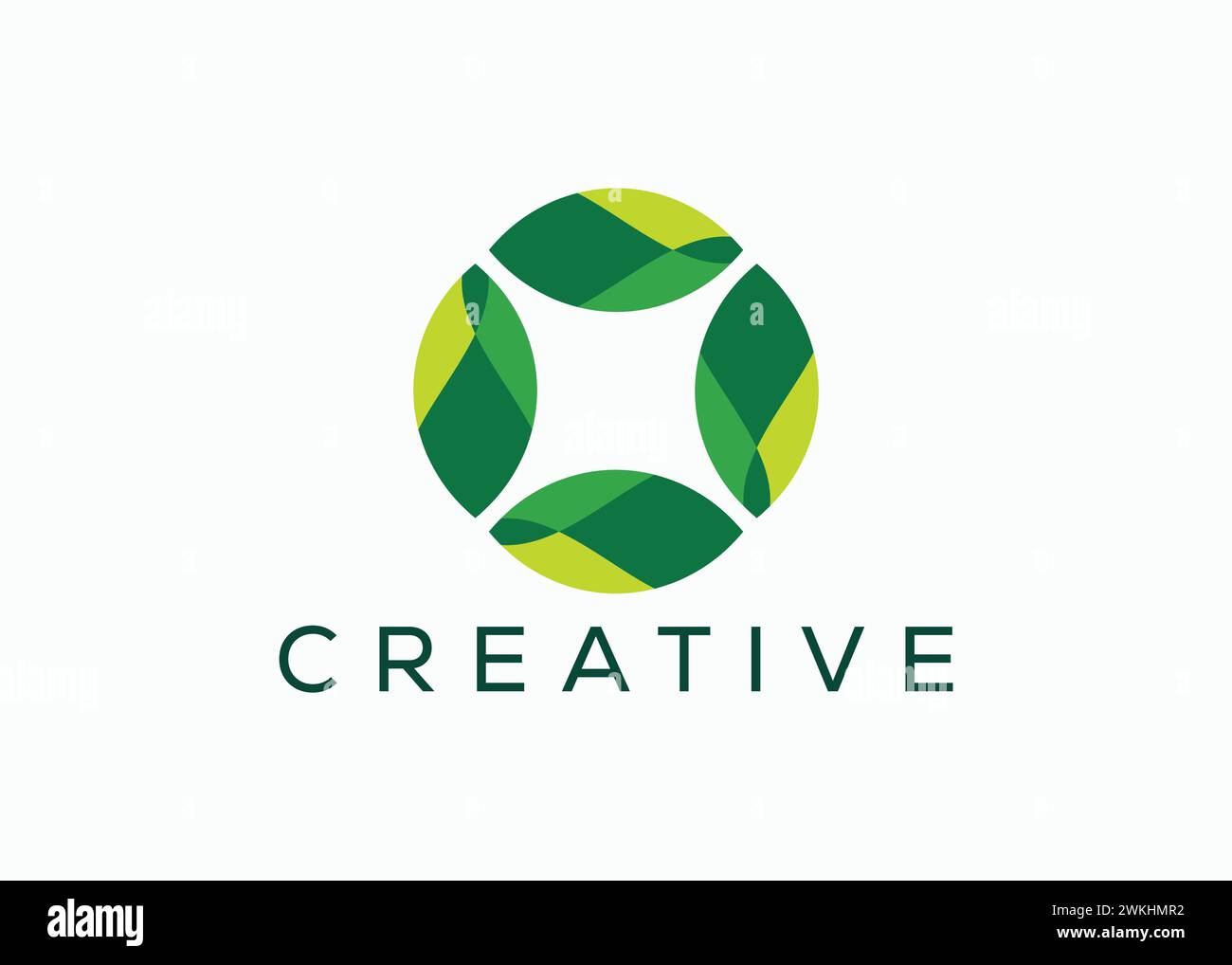 Kreative und minimalistische abstrakte Vektorvorlage mit Blattlogo. Grünes Blatt-Logo Stock Vektor
