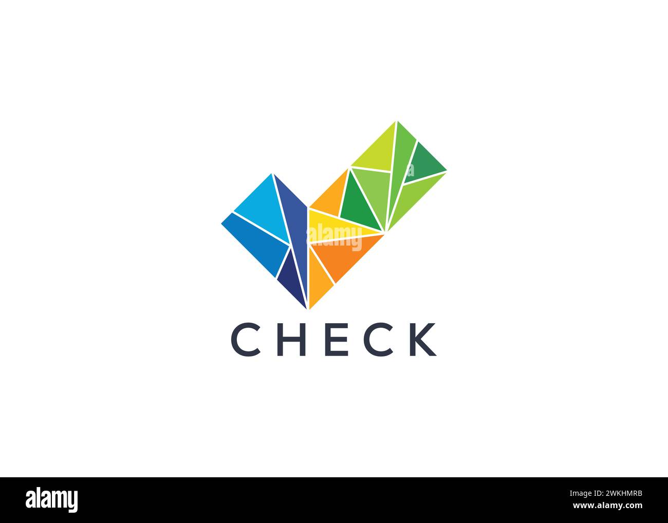Vorlage für kreative und minimale Häkchen-Logo-Vektorvorlage. Logo mit abstraktem Check. Logo „Arbeit erledigt“ Stock Vektor