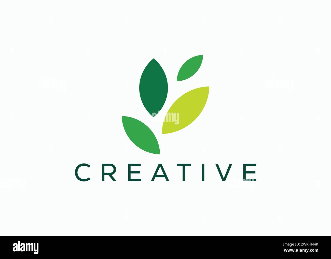 Kreative und minimalistische abstrakte Vektorvorlage mit Blattlogo. Grünes Blatt-Logo Stock Vektor