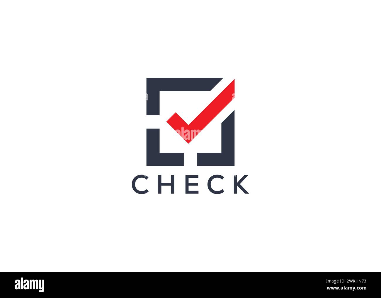 Vorlage für kreative und minimale Häkchen-Logo-Vektorvorlage. Logo mit abstraktem Check. Logo „Arbeit erledigt“ Stock Vektor