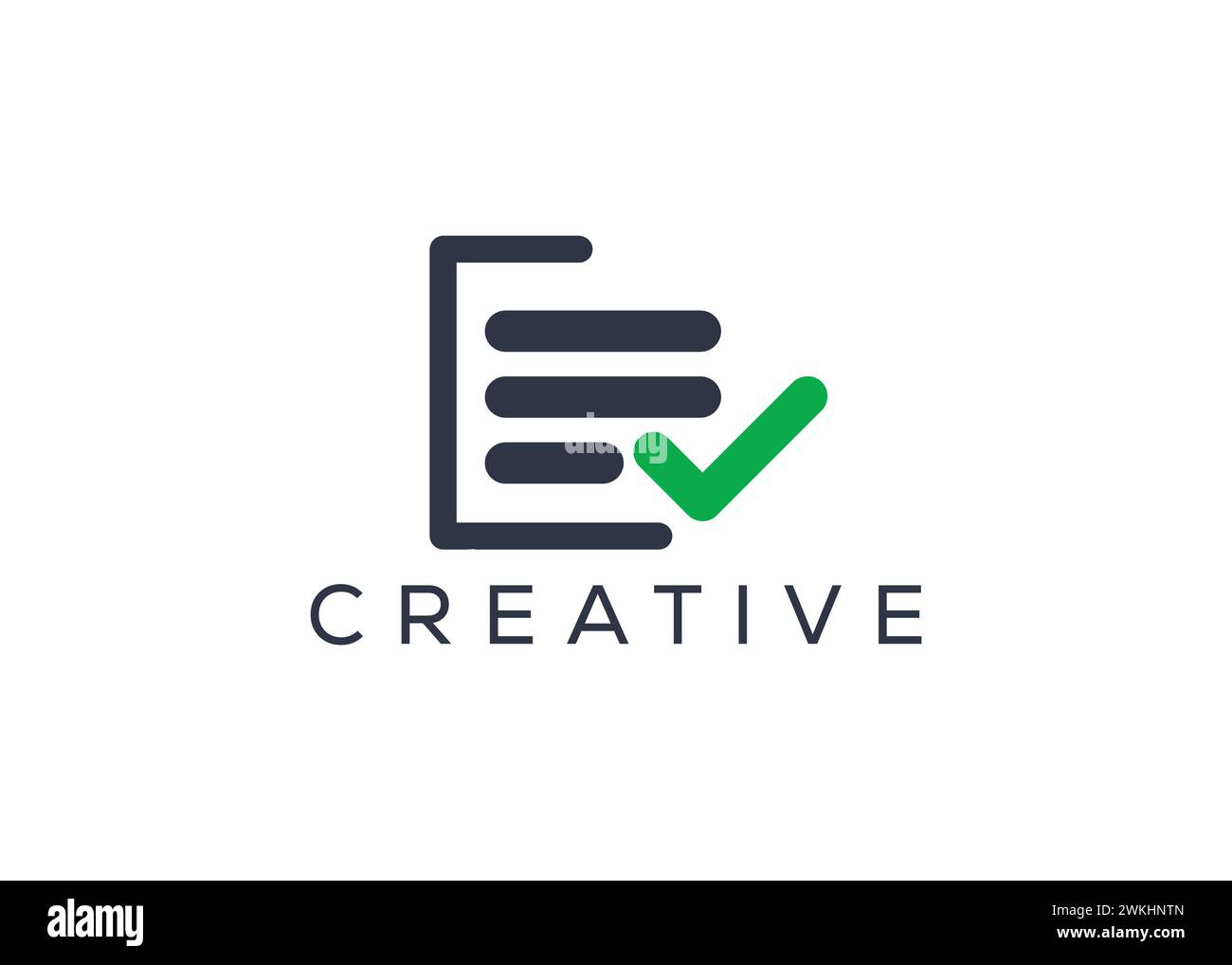 Vorlage für Logo-Vektorvorlage für Creative and Minimal Document Häkchen. Abstraktes Logo in Papierkaromuster. Logo „Arbeit erledigt“ Stock Vektor
