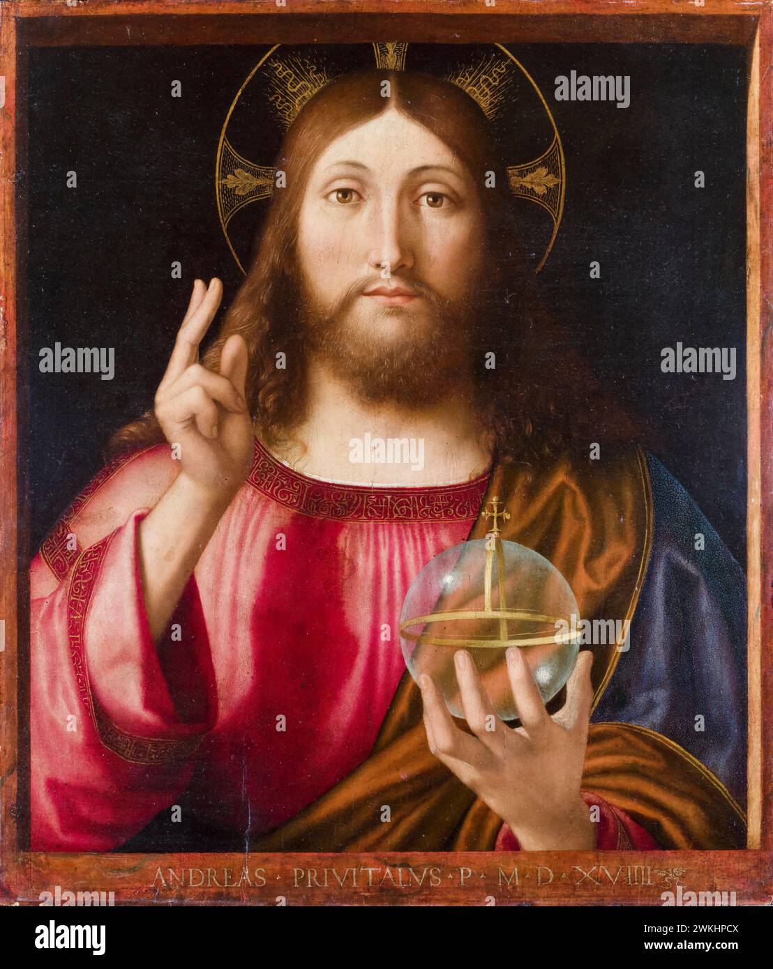 Andrea Previtali Gemälde, Salvator Mundi, Öl auf Holz, um 1519 Stockfoto