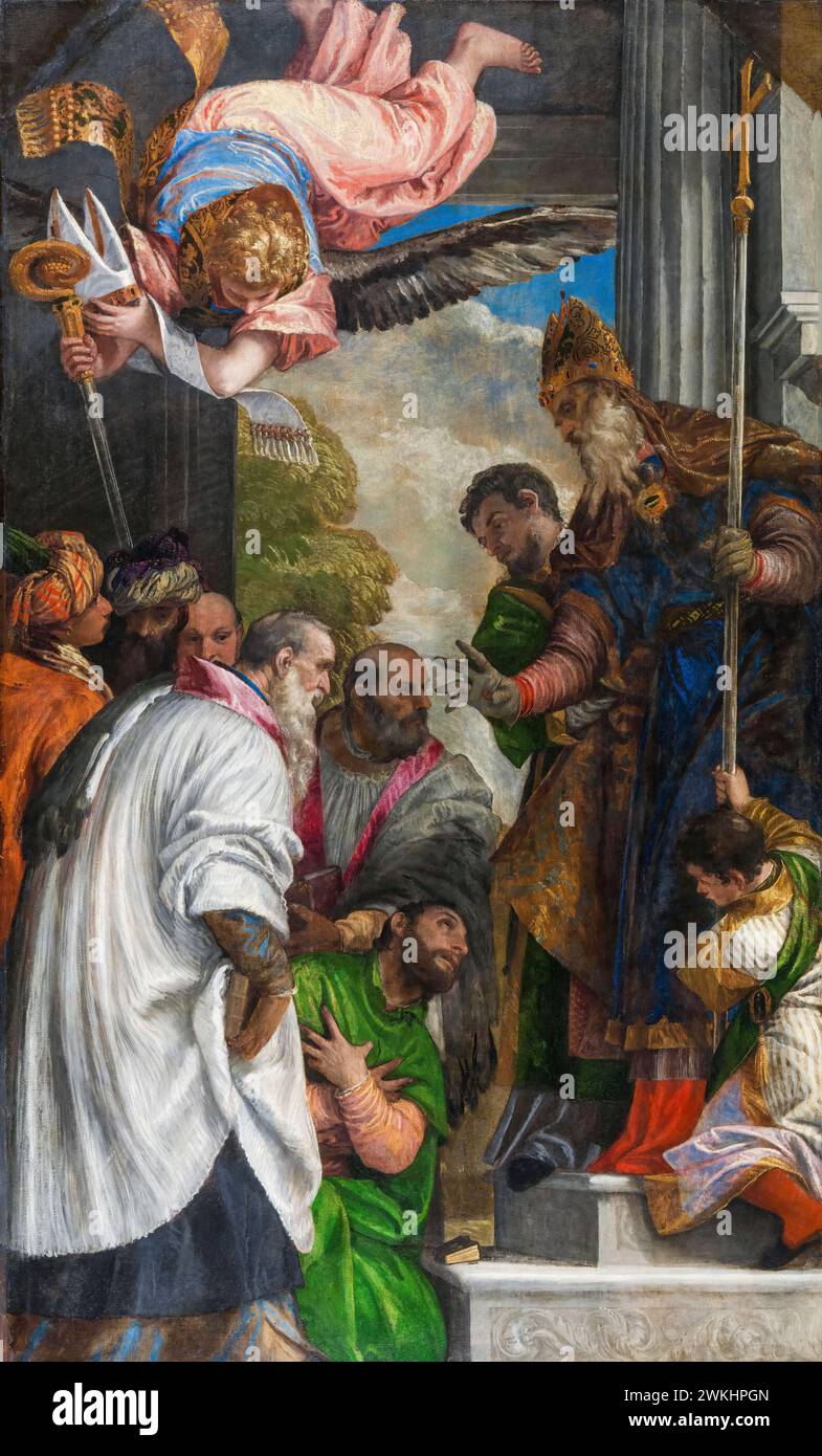 Paolo Veronese, die Weihe des Heiligen Nikolaus, Ölgemälde auf Leinwand, 1562 Stockfoto