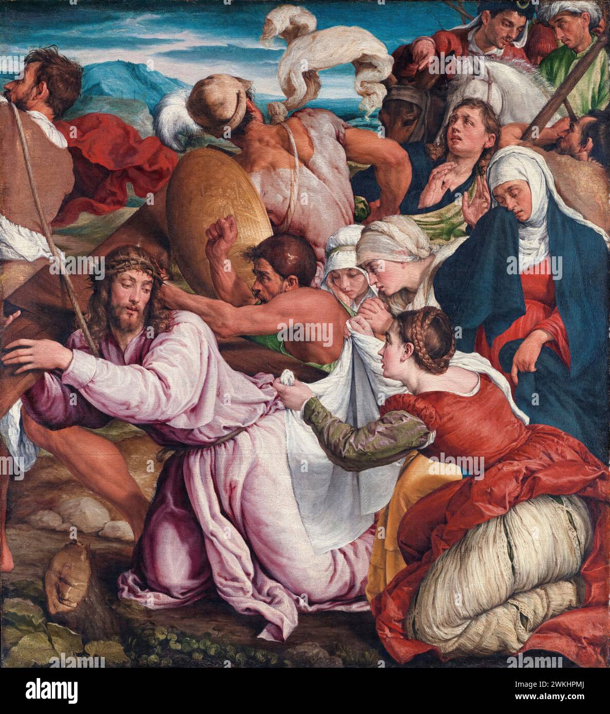 Jacopo Bassano Gemälde, der Weg nach Kalvarien, Öl auf Leinwand, 1544-1545 Stockfoto