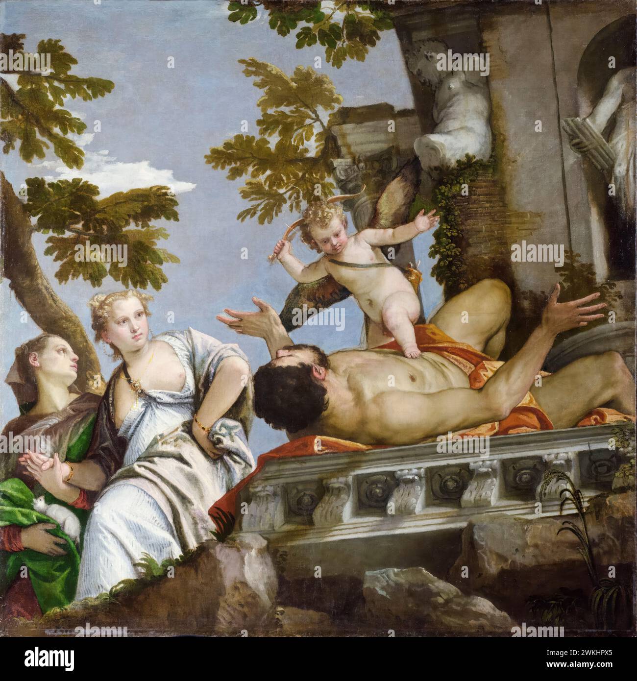 Paolo Veronese, vier Allegorien der Liebe: Spott, Ölgemälde auf Leinwand, um 1575 Stockfoto