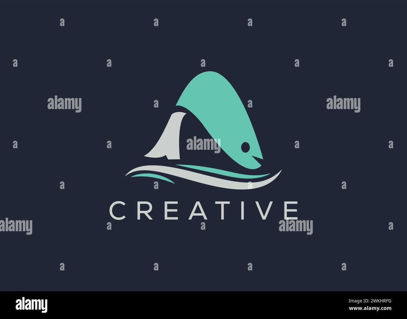 Creative and Minimal Letter A FISH Logo Vektorvorlage. Abstraktes, modernes Fischlogo Stock Vektor