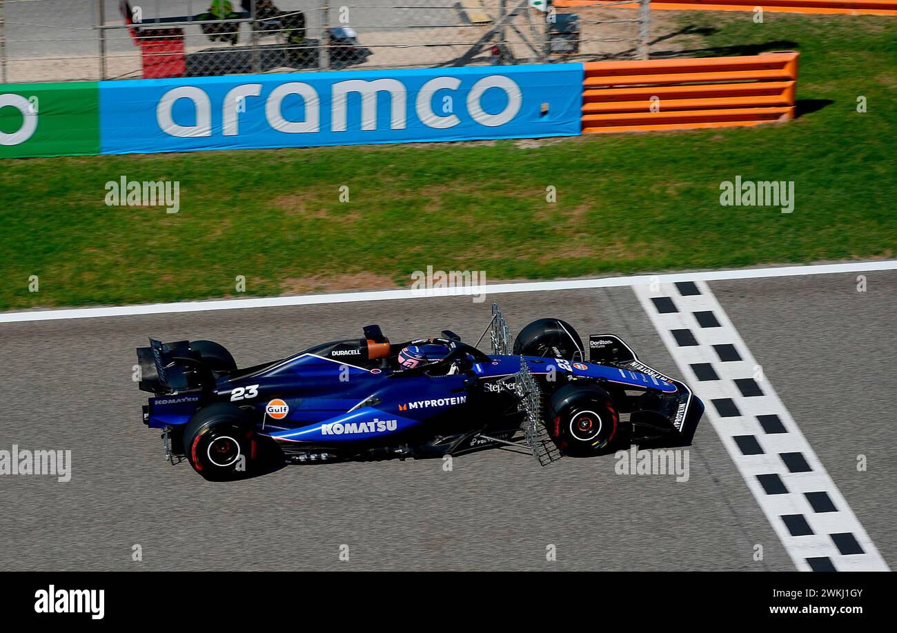 Sakhir, Bahrain. Februar 2024. 21. Februar 2024, Bahrain International Circuit, Sakhir, Formel-1-Testfahrten in Bahrain 2023, im Bild Alexander Albon (GBR), Williams Racing Credit: dpa/Alamy Live News Stockfoto