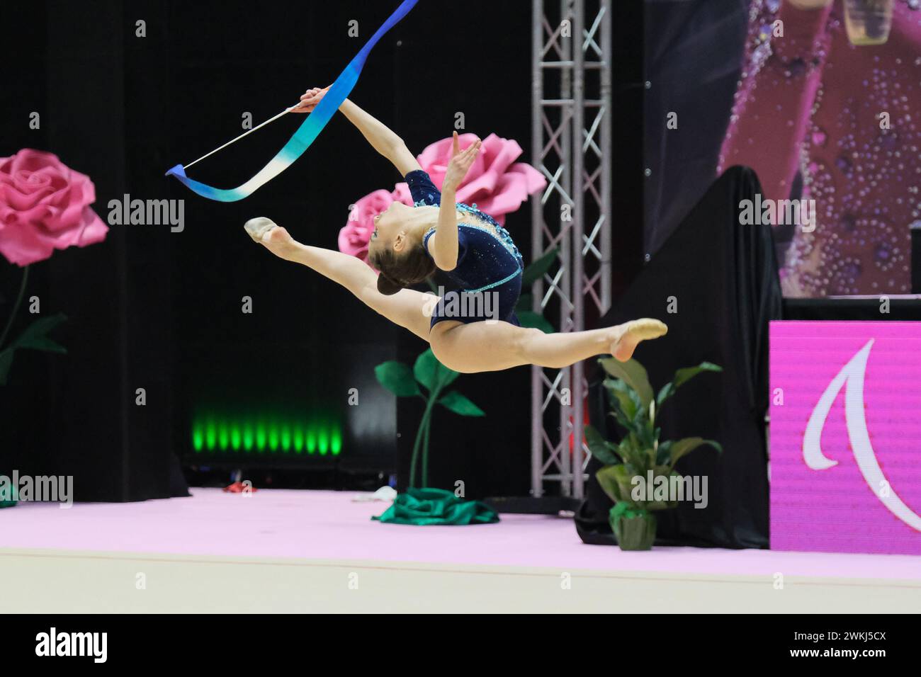 Chieti, Italien. Februar 2024. Maria Sofia Istodor von der Mannschaft Pontevecchio Bologna tritt in der ersten Runde der regulären Saison mit dem Band an Stockfoto