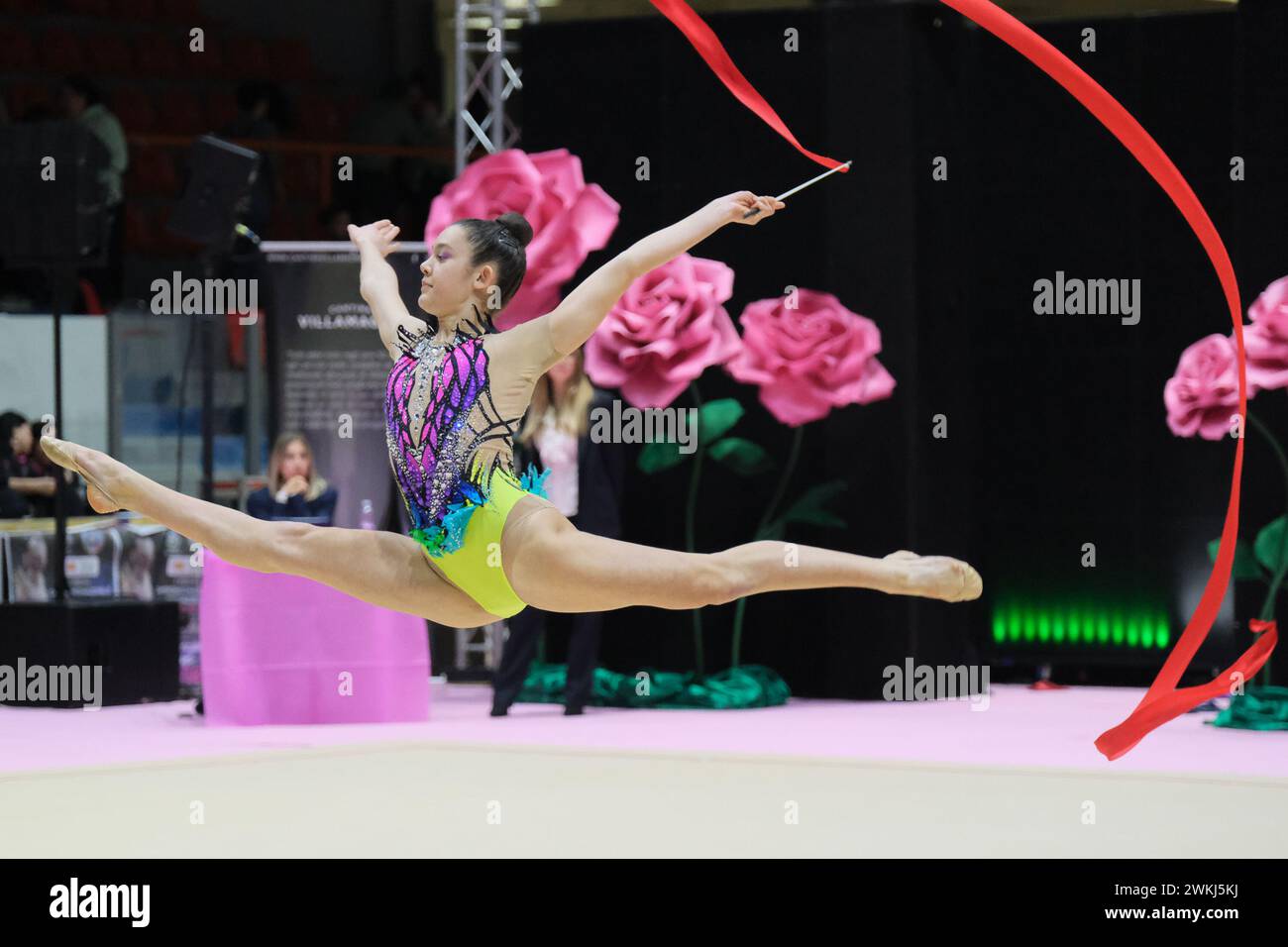 Chieti, Italien. Februar 2024. Giorgia Gargantini von der Mannschaft E. Putinati Ferrara tritt mit dem Band in der ersten Runde der regulären Saison der t an Stockfoto