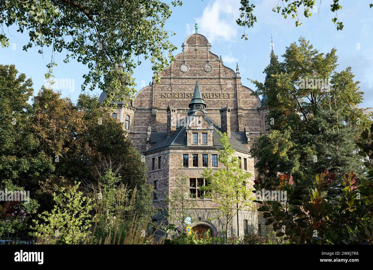 Nordisk Museet, Nordisches Museum, kulturhistorisches Museum im Stil der Renaissance in den Lejonslätten in Djurgården, Stockholm. Architekt Gustaf Clason. Stockfoto