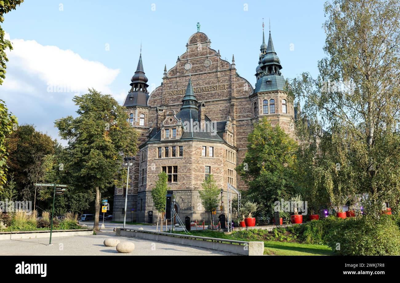 Nordisk Museet, Nordisches Museum, kulturhistorisches Museum im Stil der Renaissance in den Lejonslätten in Djurgården, Stockholm. Architekt Gustaf Clason. Stockfoto
