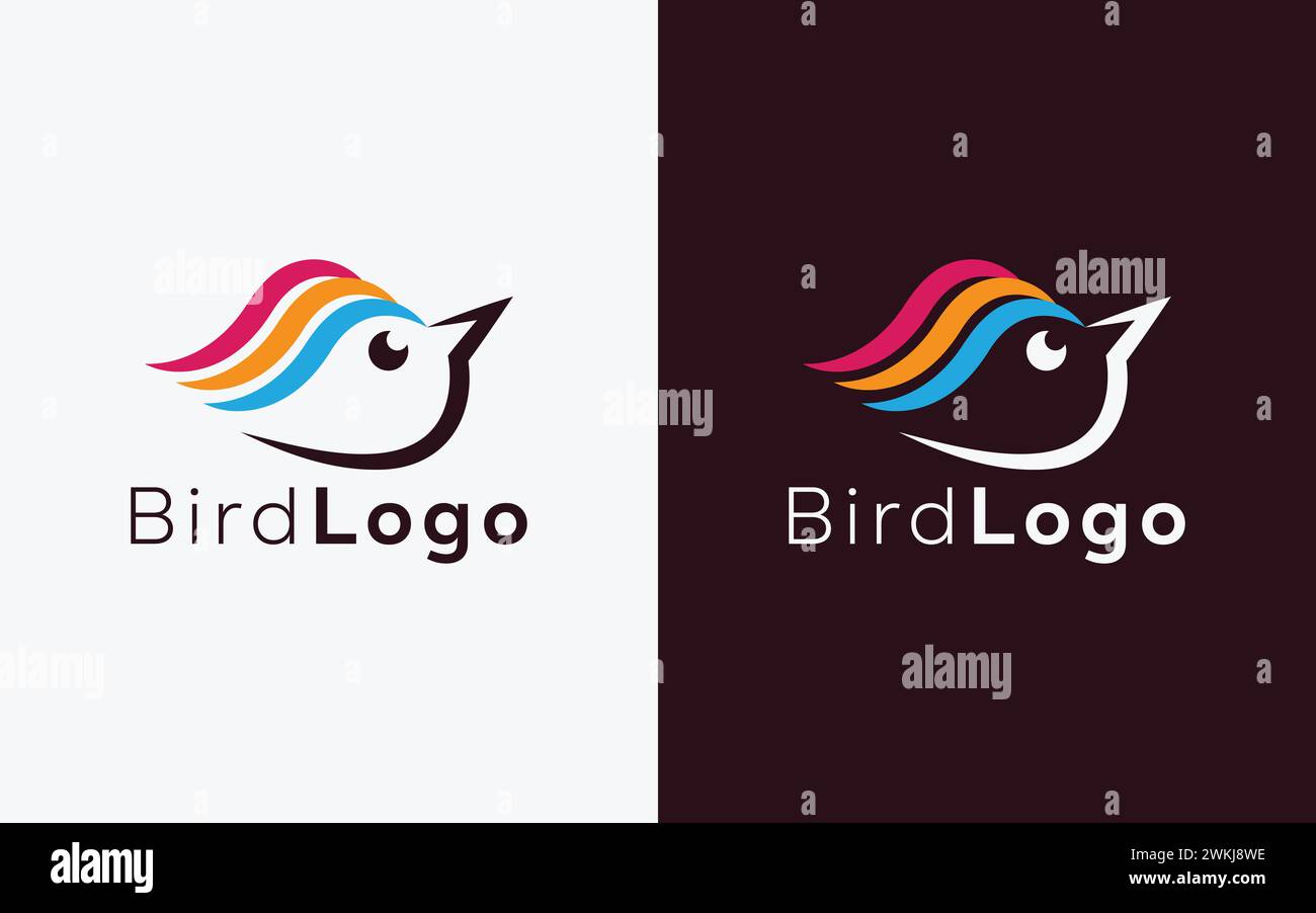 Minimalistisches Cute Bird Vector Logo. Modernes farbenfrohes Vogel-Vektor-Logo. Abstraktes, farbenfrohes Kolibri-Logo Stock Vektor